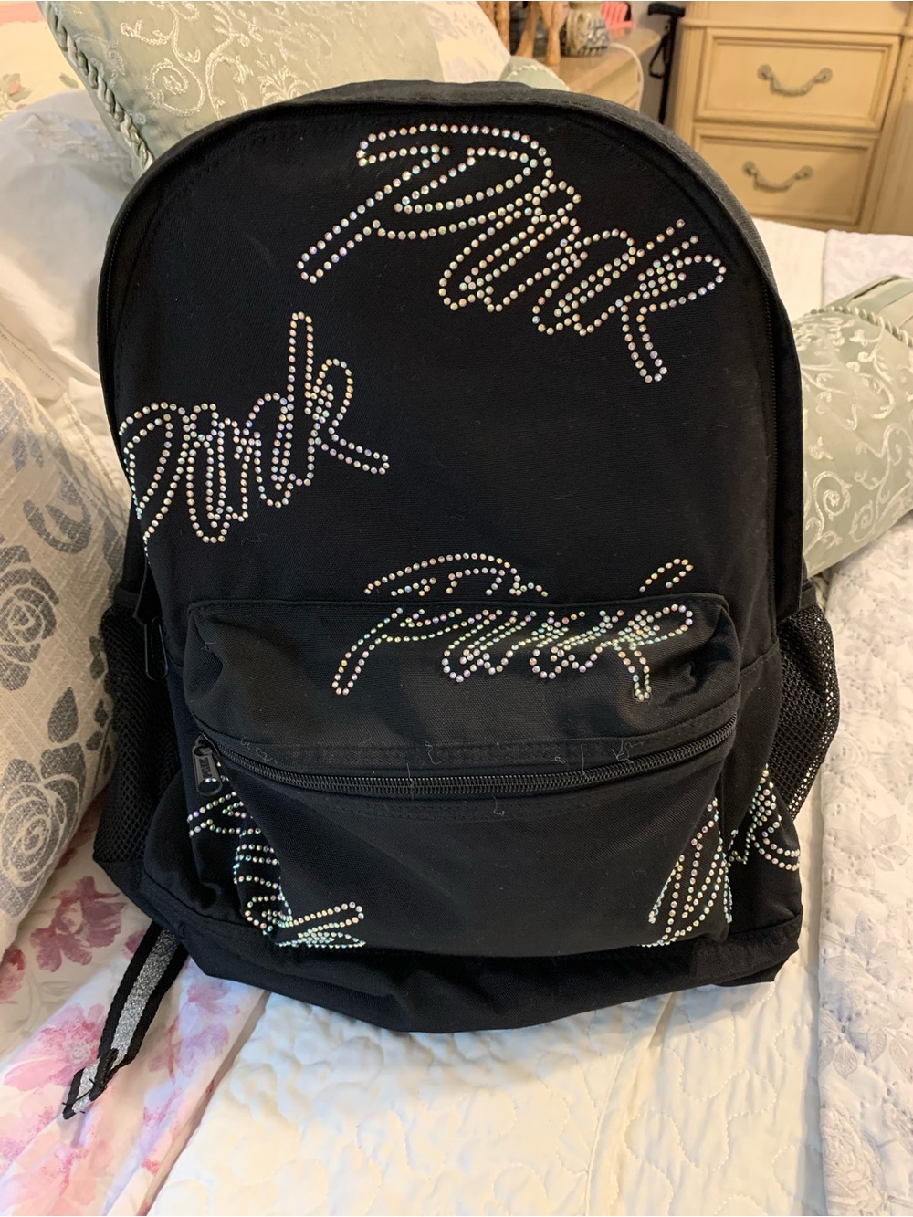 Victoria’s Secret PINK bling iridescent rhinestone campus backpack
